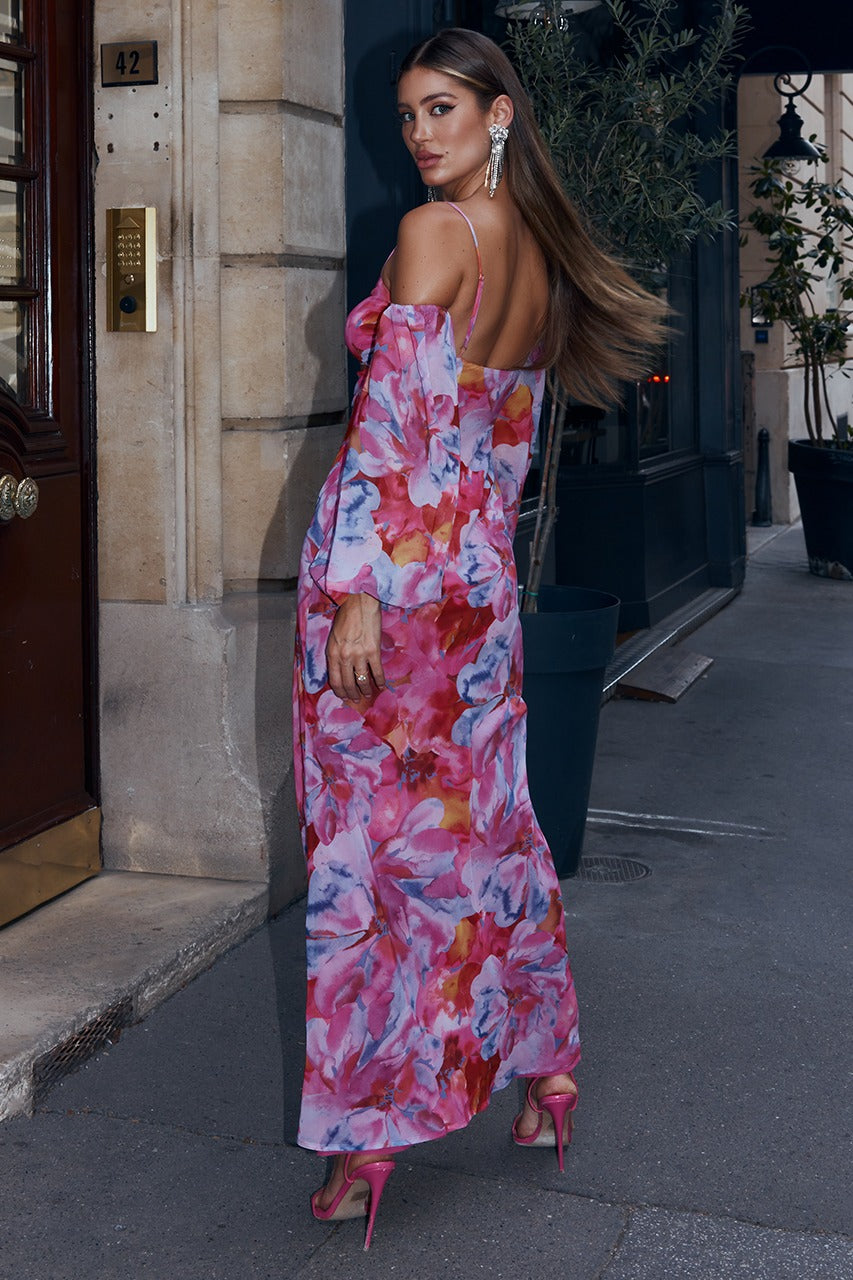 Runaway The Label Charlie Pink Floral Maxi Dress