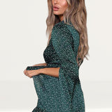 Runaway The Label Mini Emerald Playsuit With Flared Sleeves