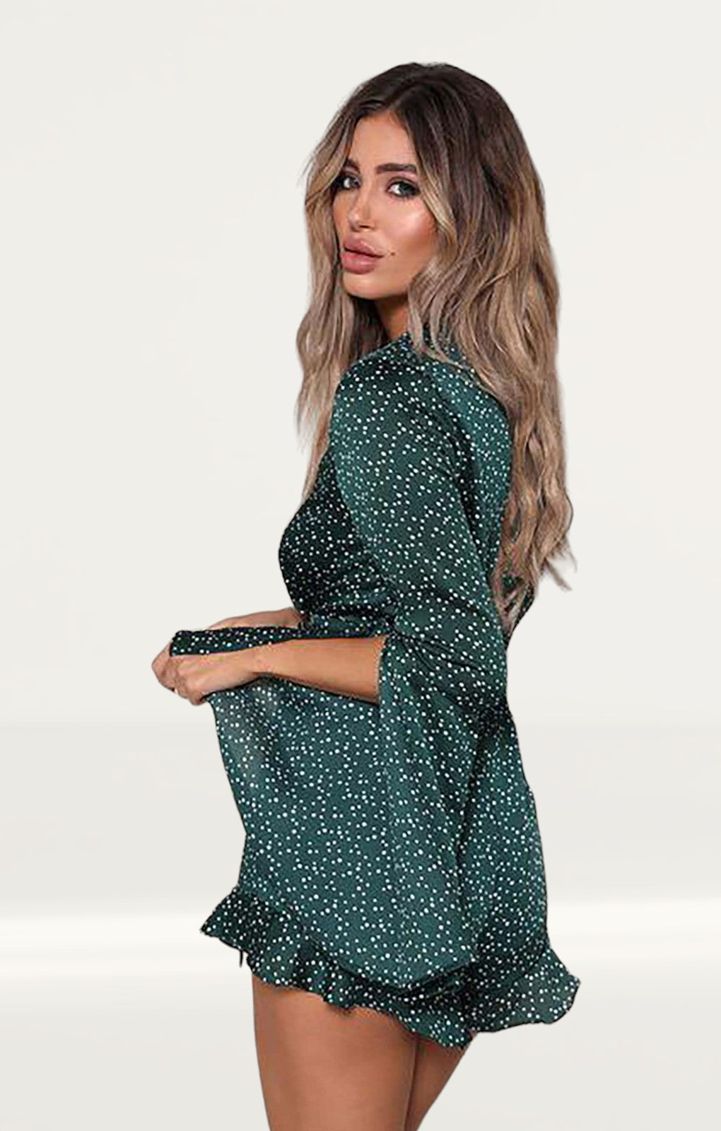 Runaway The Label Mini Emerald Playsuit With Flared Sleeves