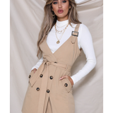 Runaway The Label Tan Mini Dress With Button Detail product image