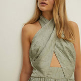 Oasis Cross Neck Halter Tiered Maxi Dress
