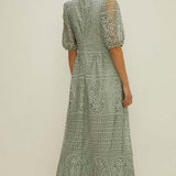 Oasis Sage Premium Lace V Neck Maxi Dress