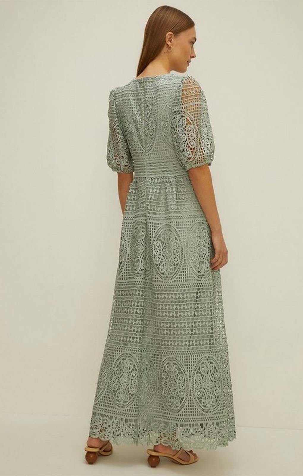 Oasis Sage Premium Lace V Neck Maxi Dress