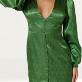Samsara Noha Green Satin Mini Dress
