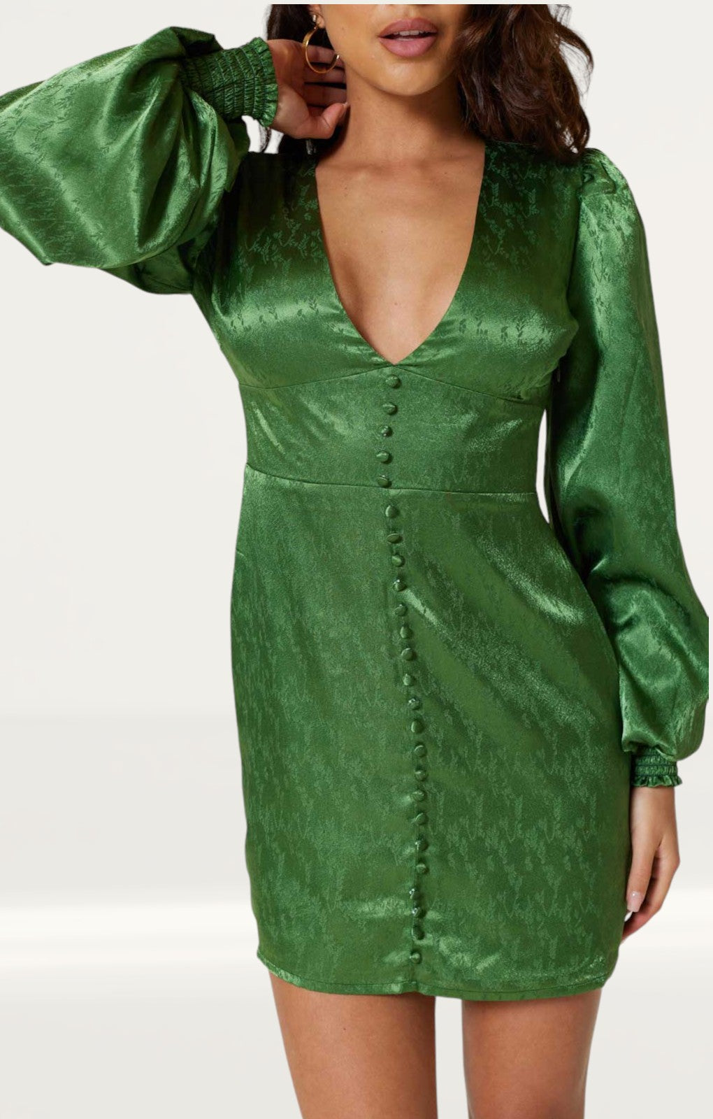 Samsara Noha Green Satin Mini Dress