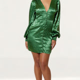 Samsara Noha Green Satin Mini Dress