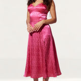 Samsara Valentina Pink Satin Midi Dress