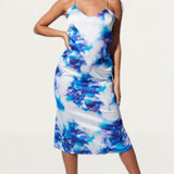 Samsara Lagoon Printed Satin Slip Dress