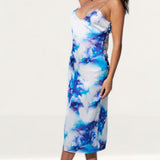 Samsara Lagoon Printed Satin Slip Dress