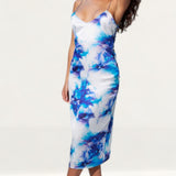 Samsara Lagoon Printed Satin Slip Dress