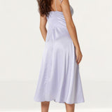 Samsara Valentina Lilac Satin Midi Dress