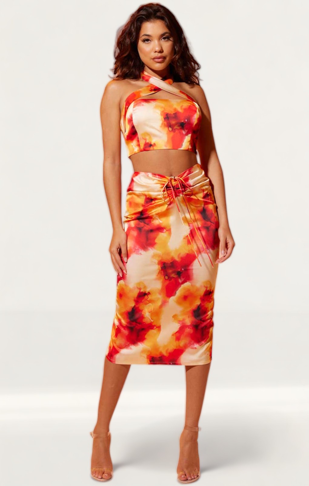 Samsara Mimosa Print Lili co-ord in Recycled Satin product image