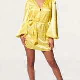 Samsara Yellow Jasmine Short Shirt Recycled Jacquard Dress product image