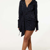 Samsara Gabriella Black Satin Mini Dress