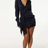 Samsara Gabriella Black Satin Mini Dress
