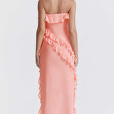 House of CB Serena Apricot Ruffle Maxi Dress