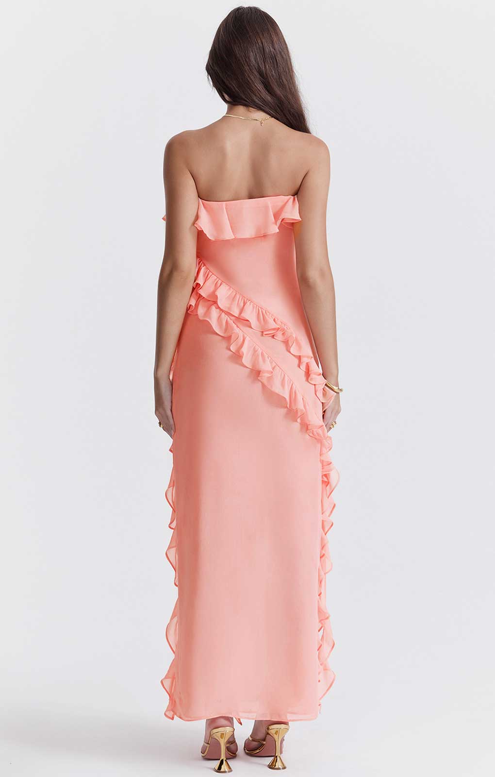 House of CB Serena Apricot Ruffle Maxi Dress product image