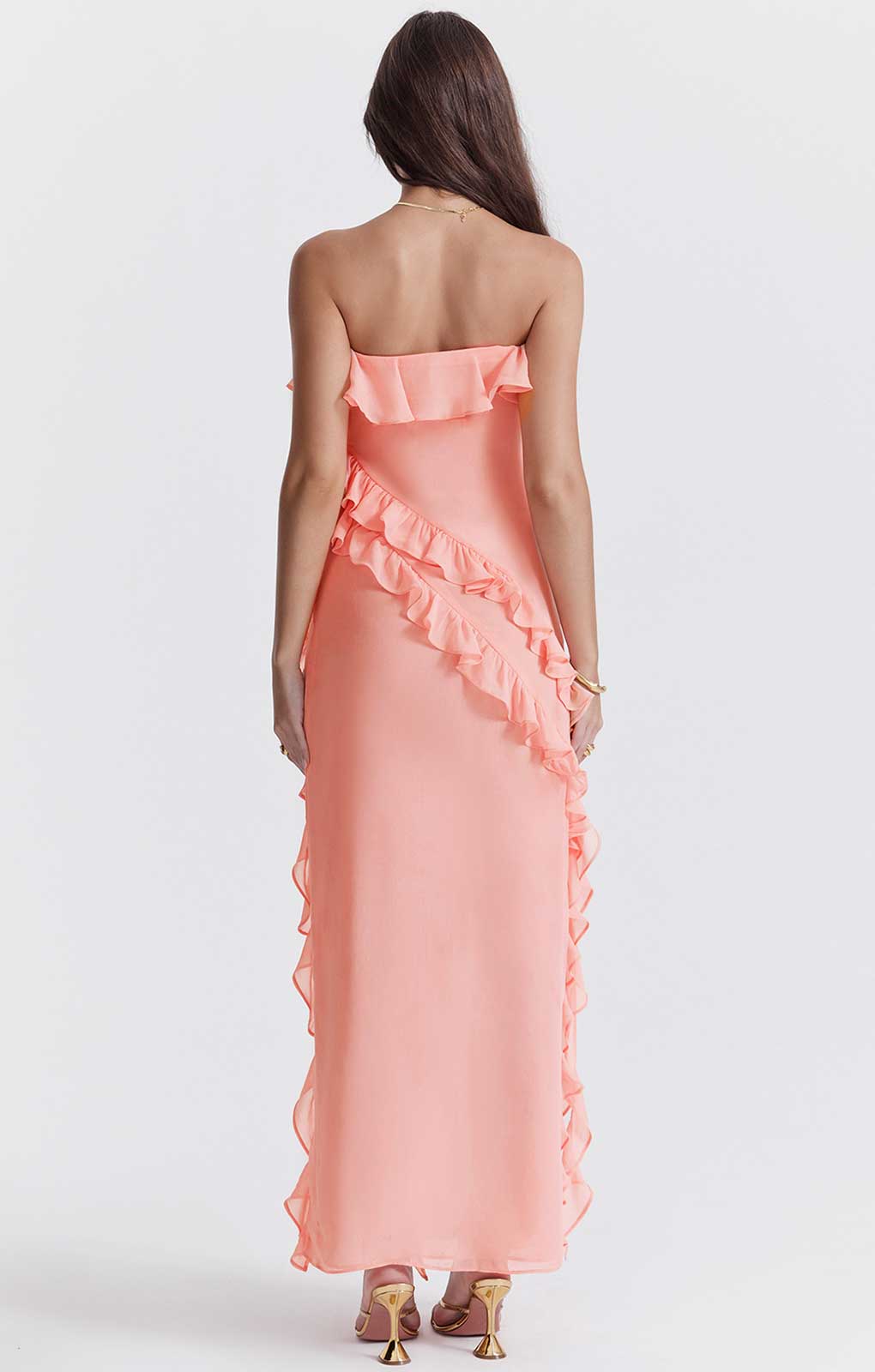 House of CB Serena Apricot Ruffle Maxi Dress