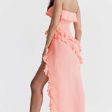 House of CB Serena Apricot Ruffle Maxi Dress