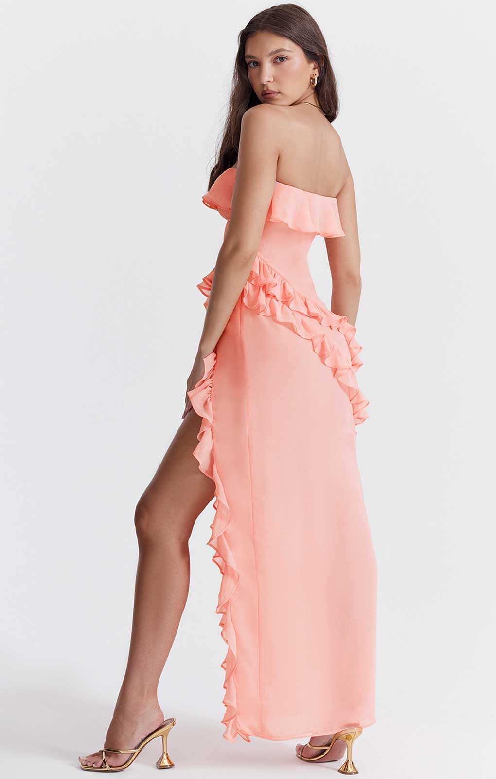 House of CB Serena Apricot Ruffle Maxi Dress product image