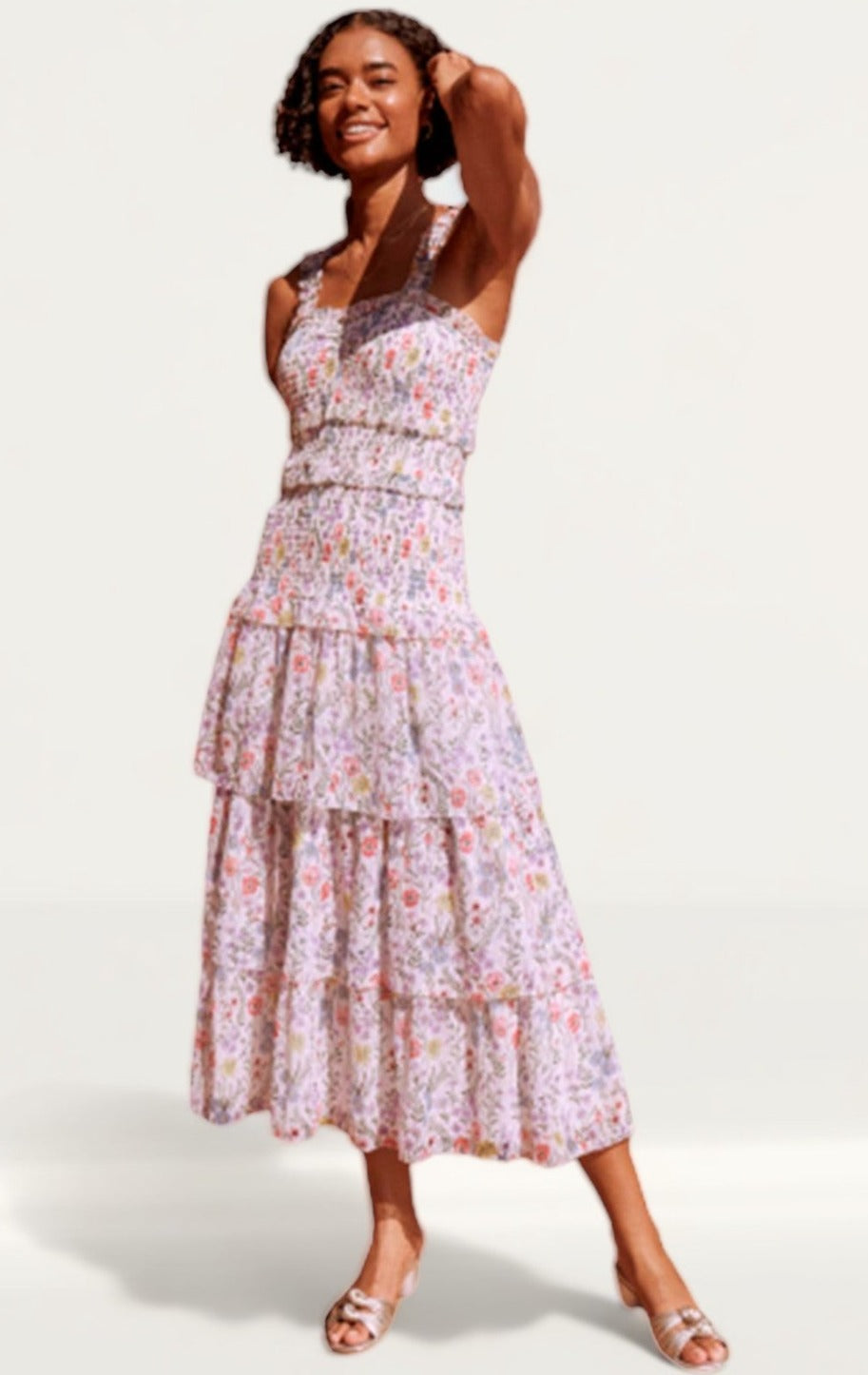 Saylor Leanna Floral Chiffon Midi Dress