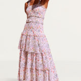 Saylor Leanna Floral Chiffon Midi Dress