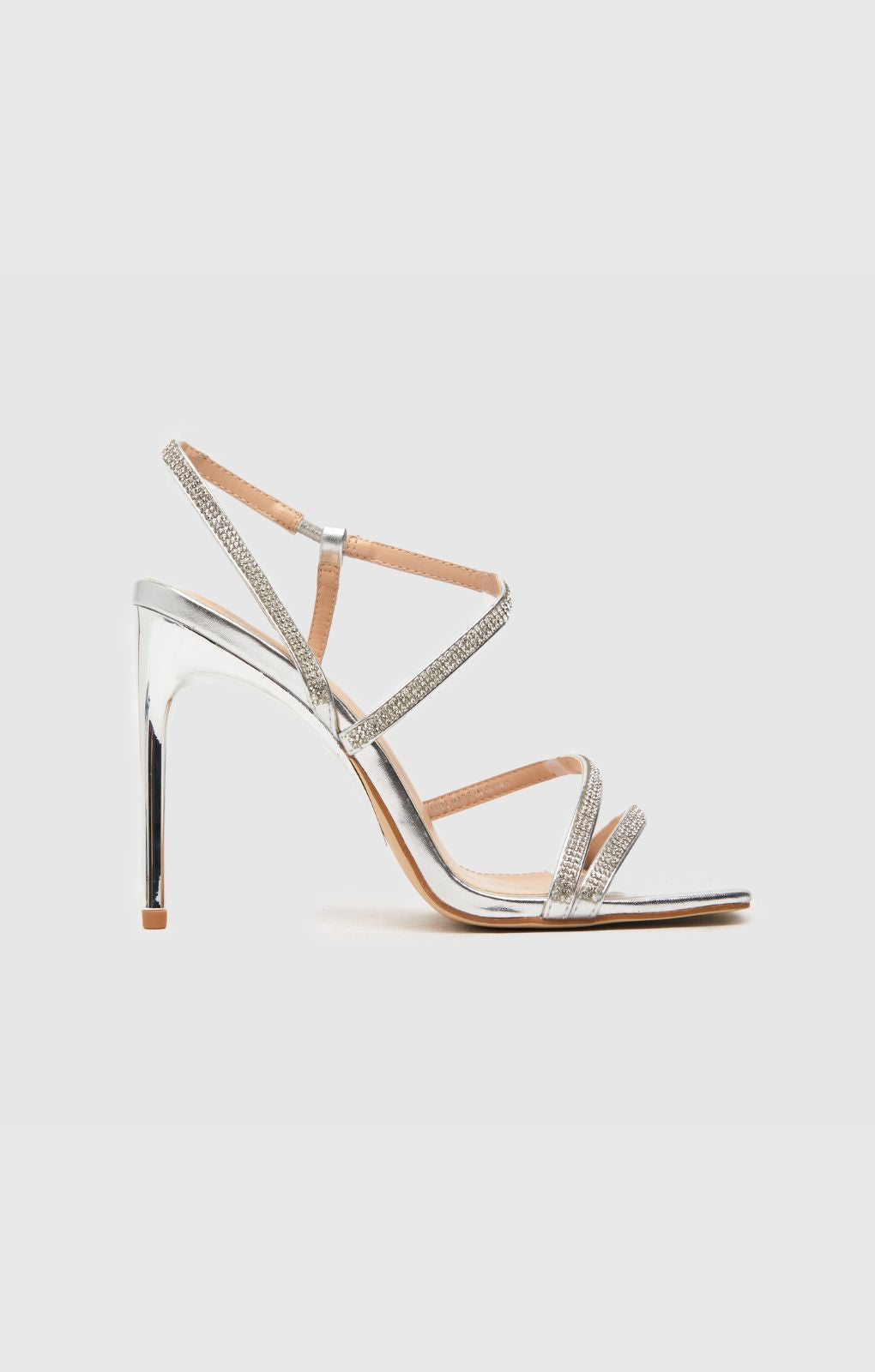 Rent Schuh Shauna Embellished High Heels in Silver | Hirestreet