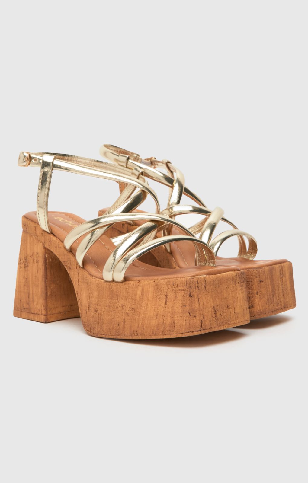 Schuh Vivian Strappy Cork Platform Sandals in Gold product image