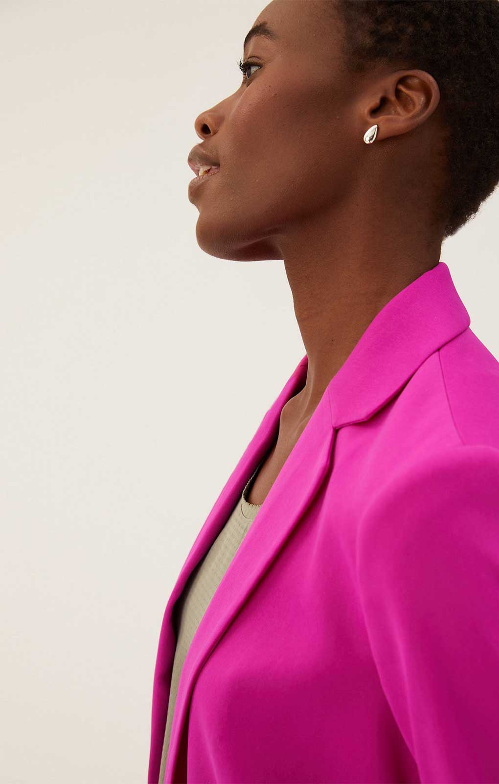 M&S Pink Washed Satin Relaxed Jacket & Trouser