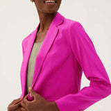 M&S Pink Washed Satin Relaxed Jacket & Trouser