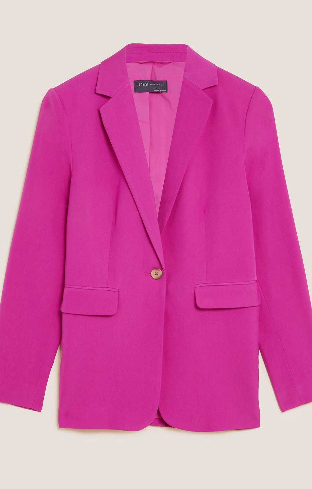 M&S Pink Washed Satin Relaxed Jacket & Trouser