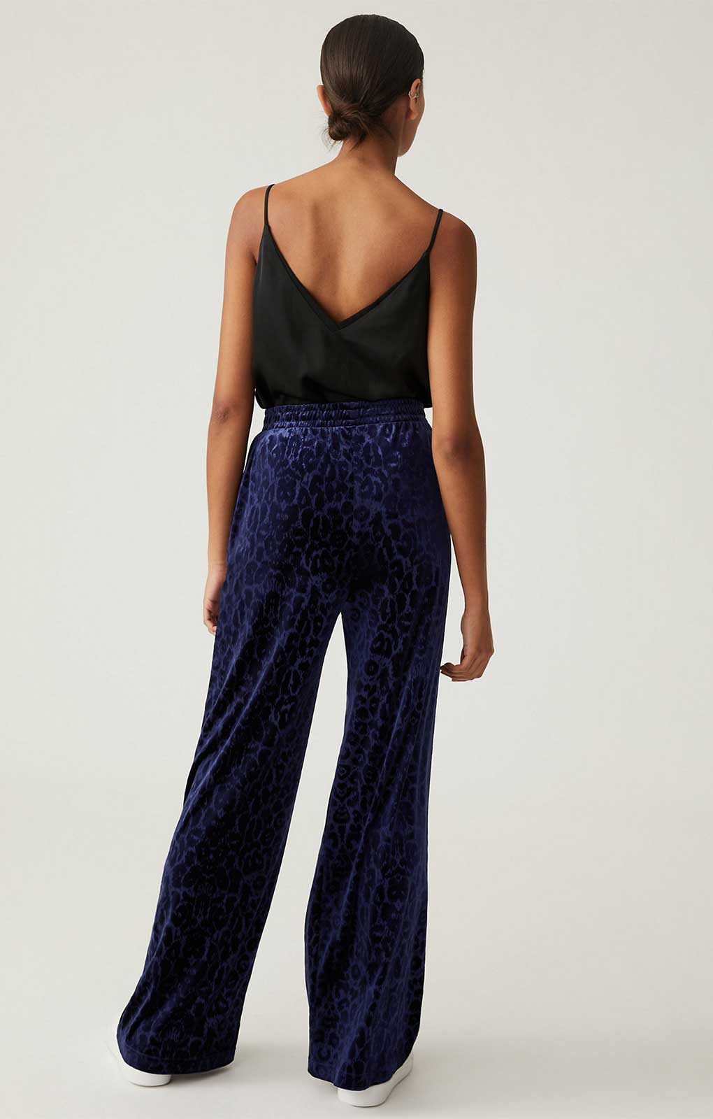 M&S Navy Animal Velvet Trouser Suit Co-Ord