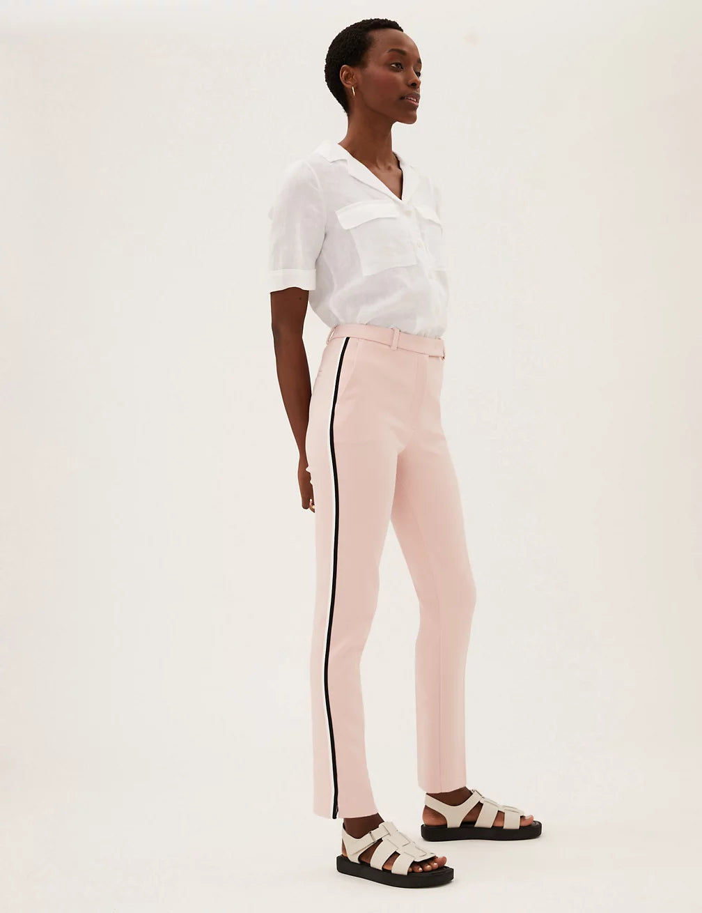 M&S Cotton Tailored Wide Trousers product image