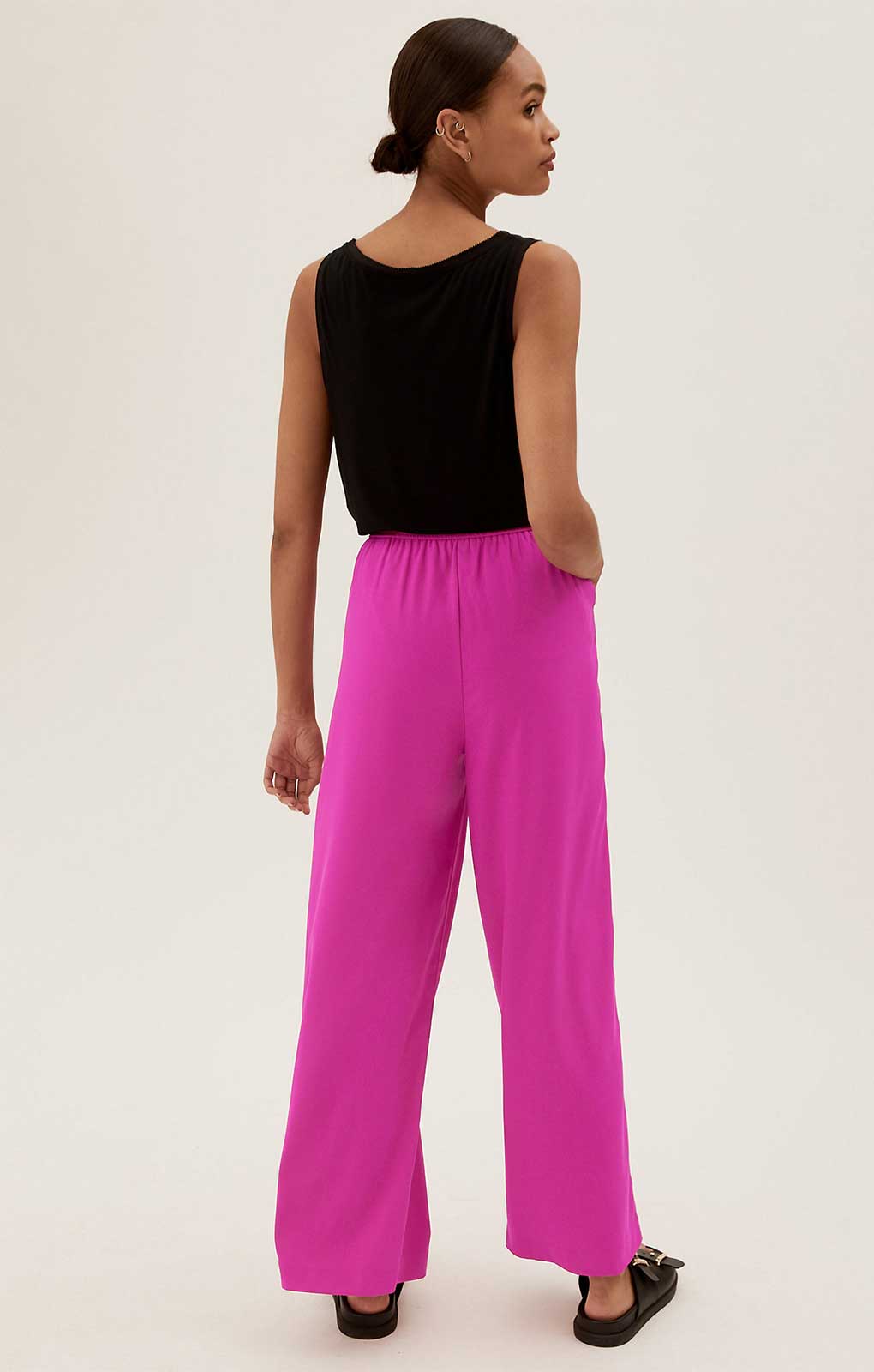 M&S Pink Washed Satin Relaxed Jacket & Trouser