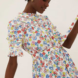 M&S Collection Pure Cotton Floral Midi Waisted Dress