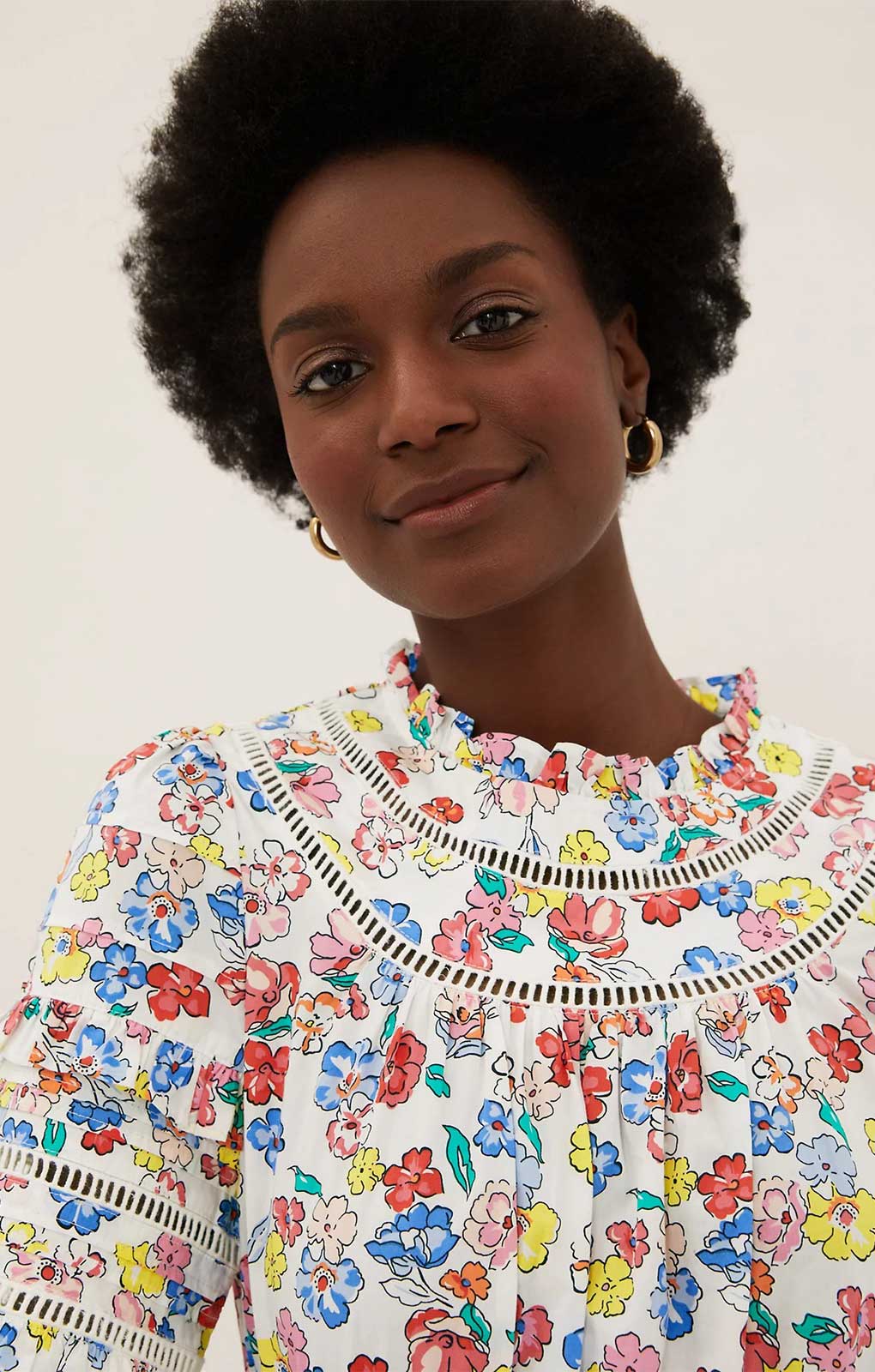 M&S Collection Pure Cotton Floral Midi Waisted Dress