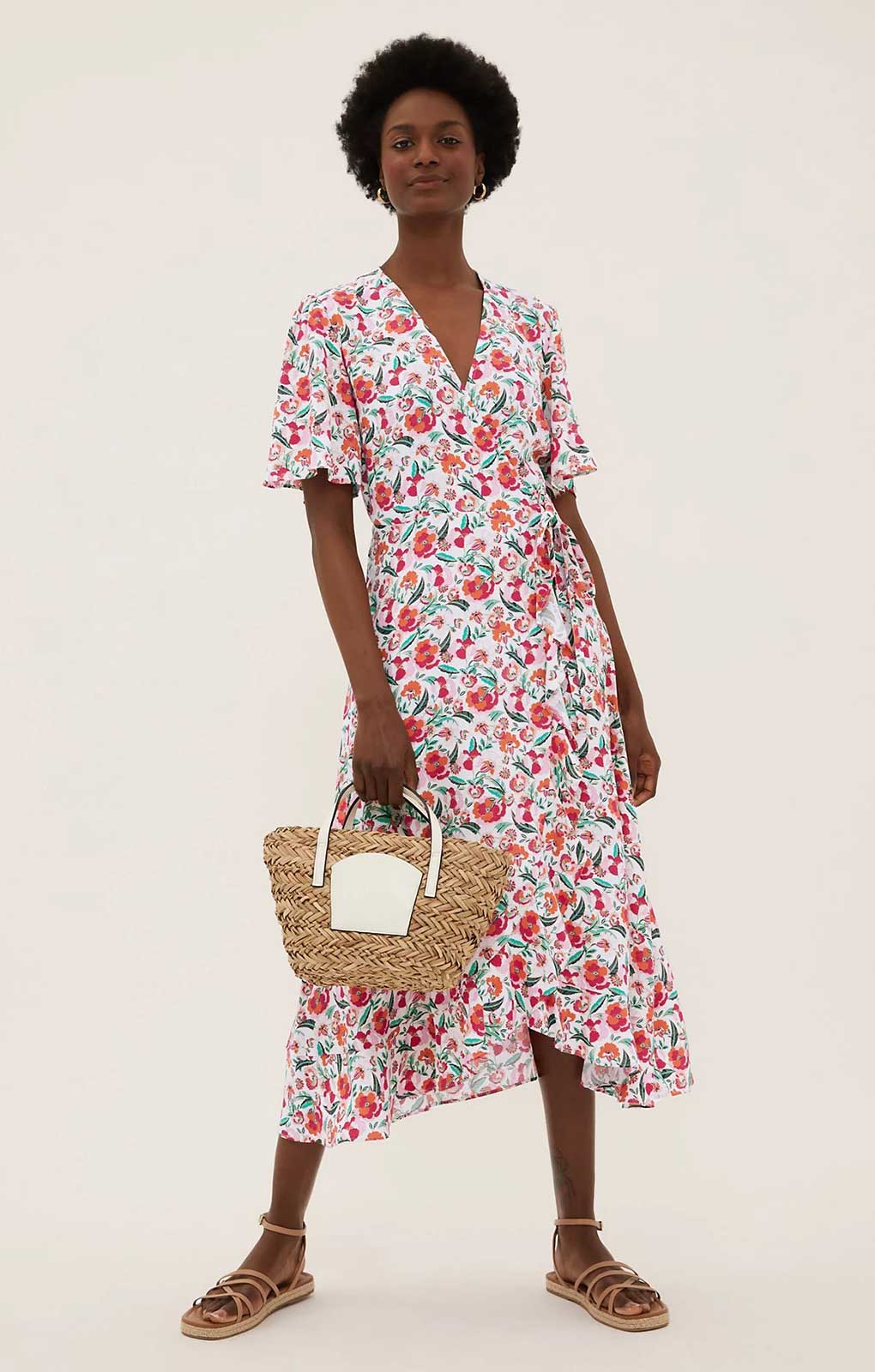 ONLY Onlcali Life S/S Midi Wikkel Jurk - Elegante Midi Jurk Voor Dames Met Korte Mouwen