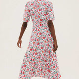 M&S Floral V-Neck Tie Waist Midi Wrap Dress product image