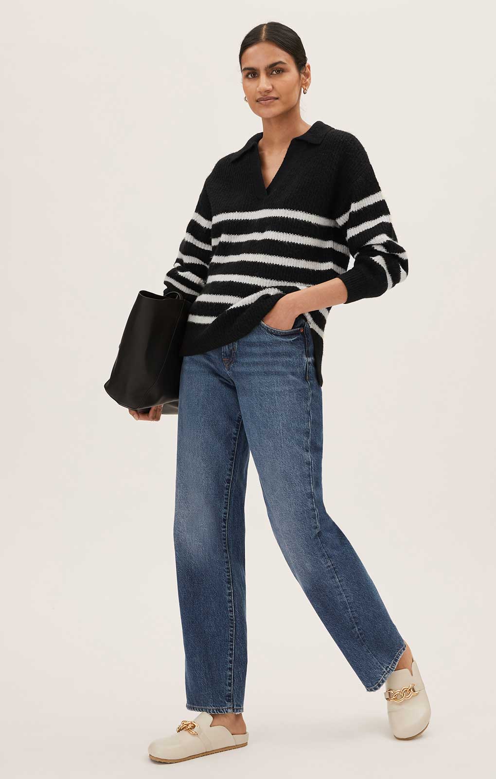 M&S Striped Collared Jumper