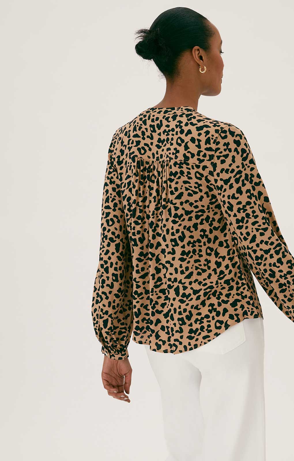 M&S Printed Round Neck Long Sleeve Blouse