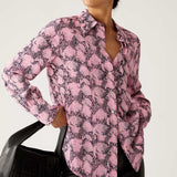 M&S Pink Snake Print Collared Long Sleeve Shirt