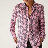 M&S Pink Snake Print Collared Long Sleeve Shirt