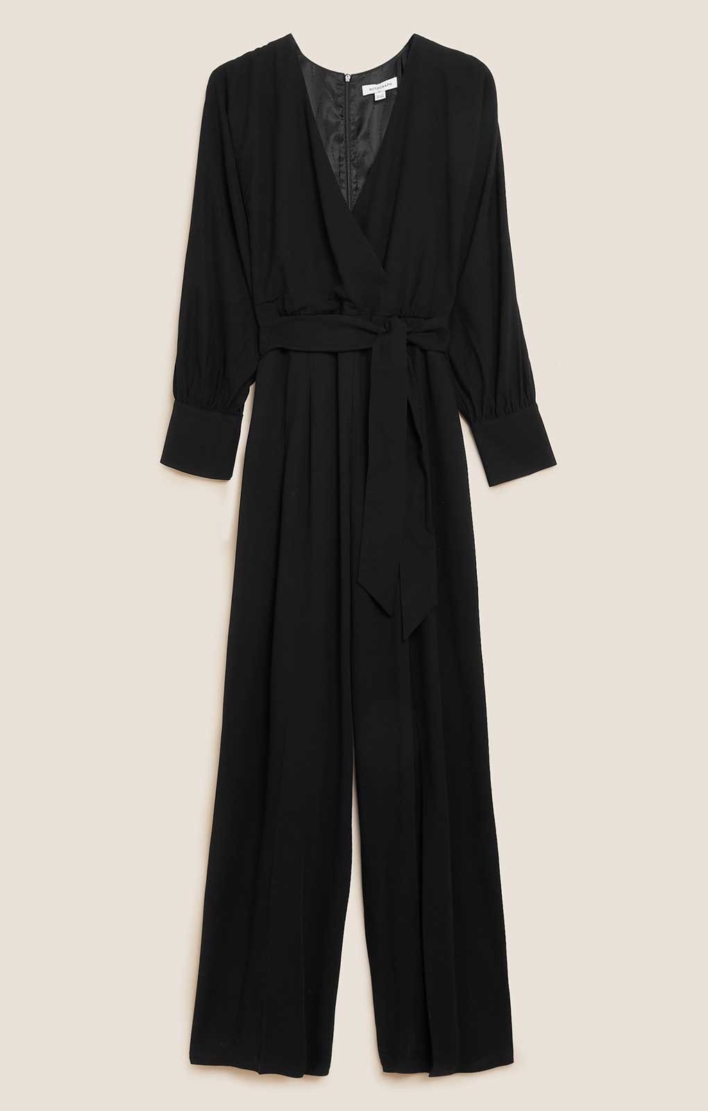 M&S Belted Long Sleeve Wrap Jumpsuit With Wool product image