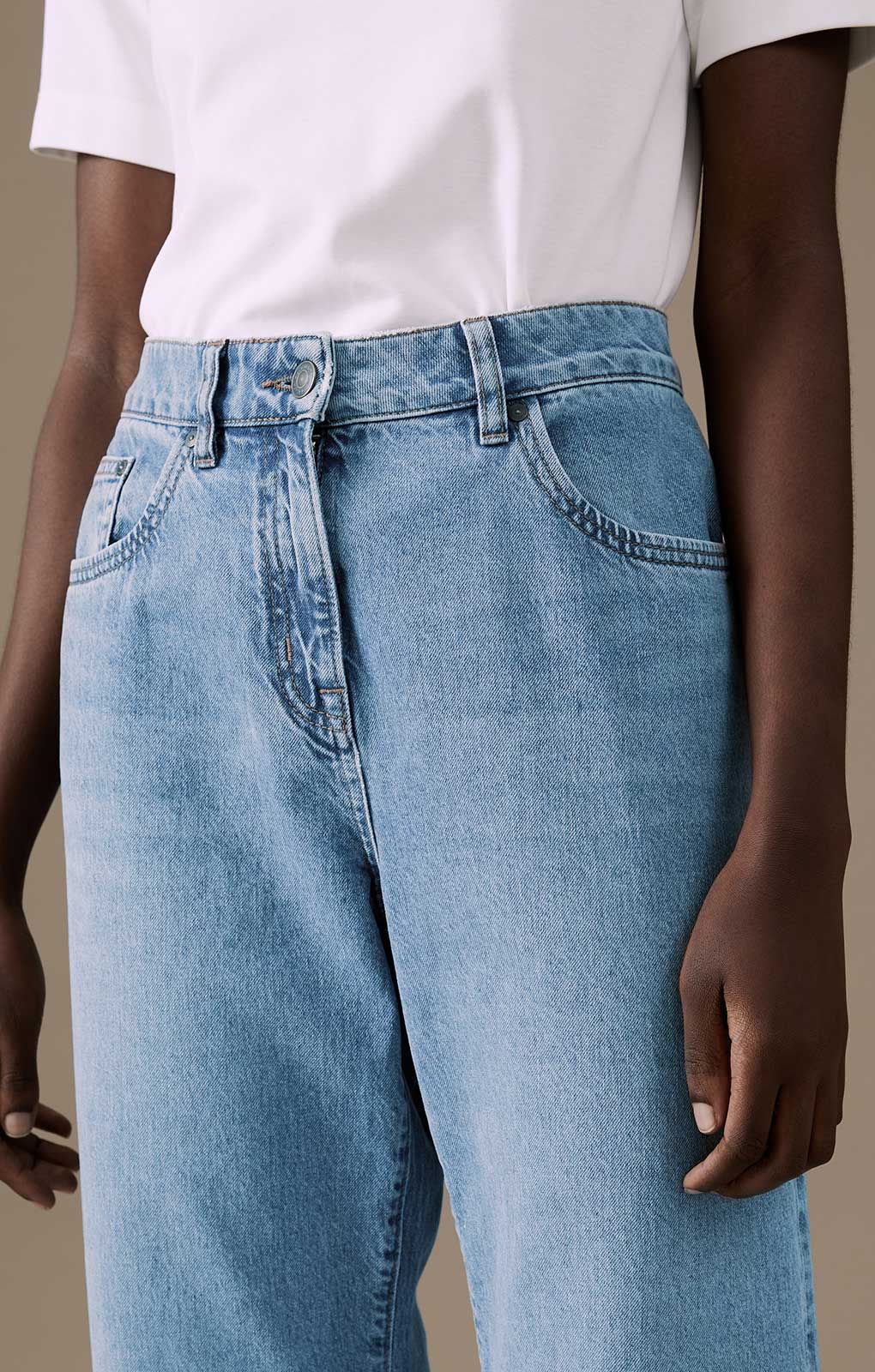 M&S Light Indigo High Waisted Straight Leg Jeans