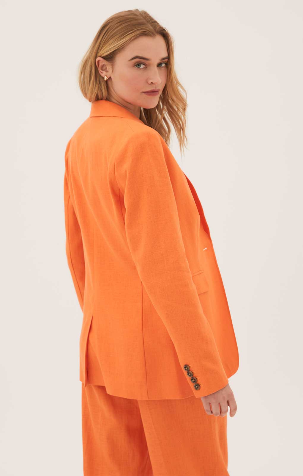M&S Tangerine Linen Viscose Ruched Sleeve Blazer product image