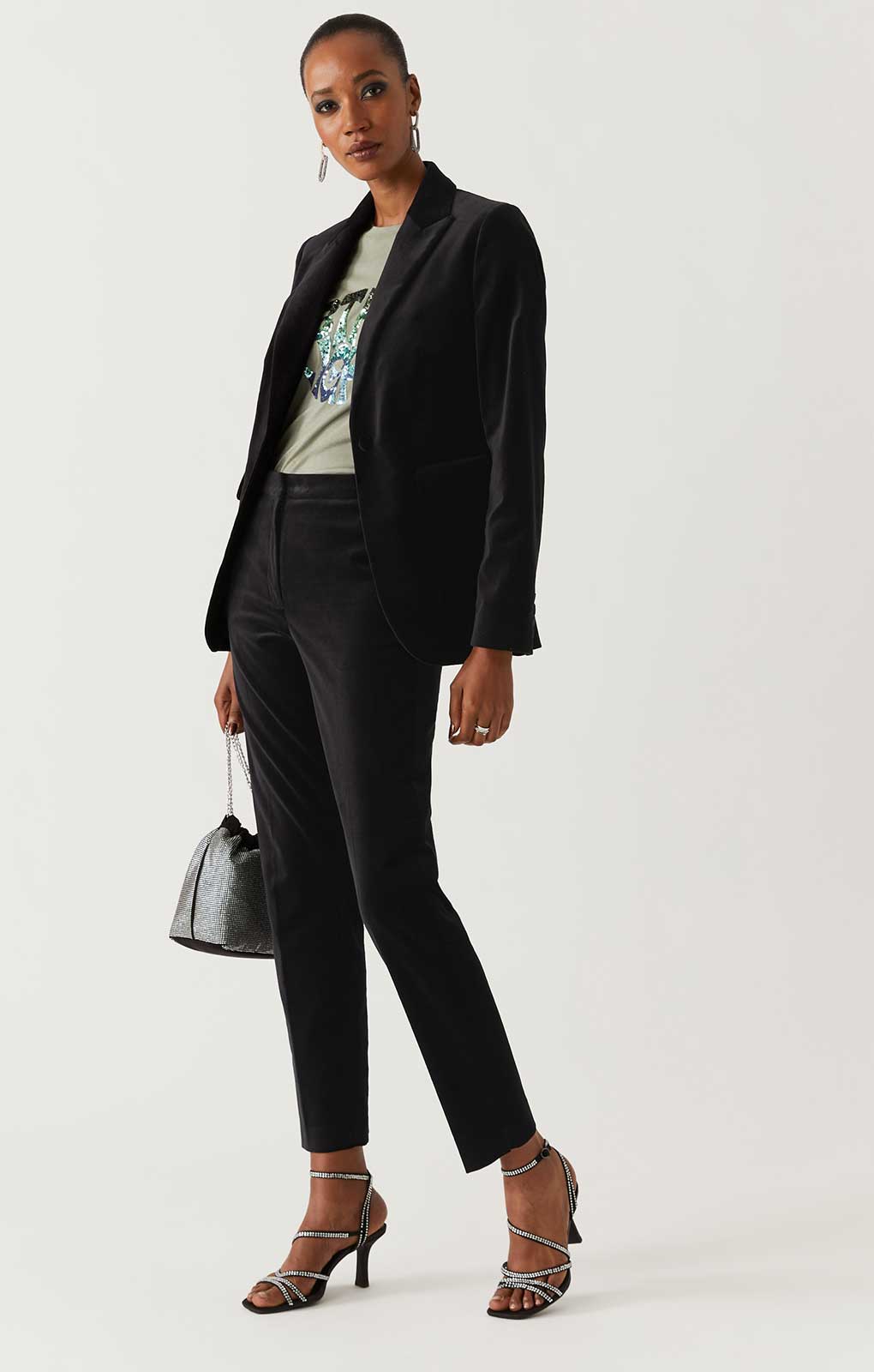 M&S Cotton Velvet Suit in Charcoal product image