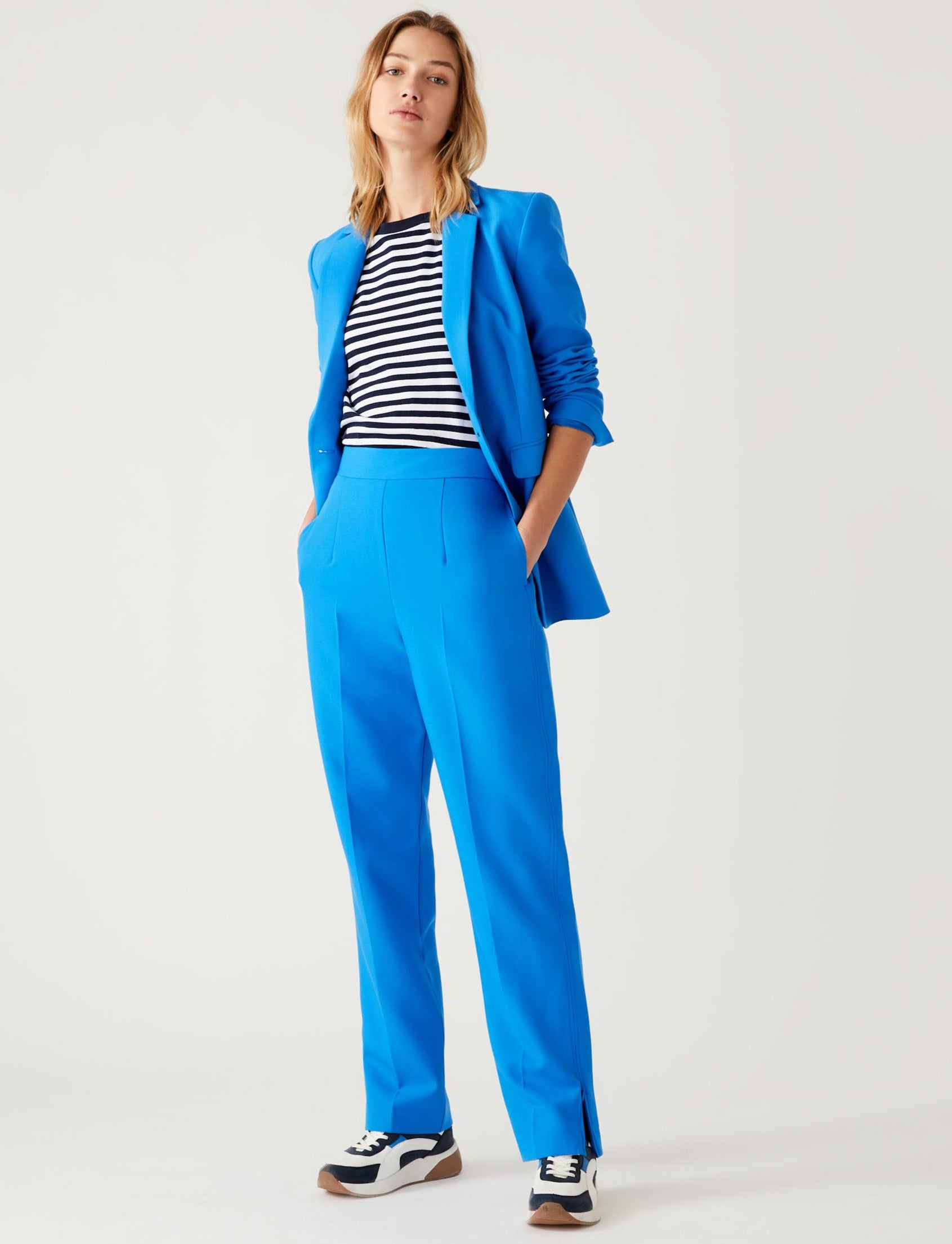 M&S Ultimate Blue Straight Leg Trouser Suit