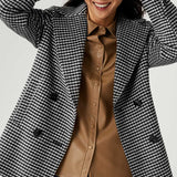 M&S Dogtooth Collared Short Coat with Wool