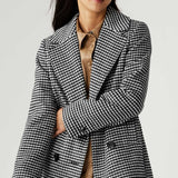 M&S Dogtooth Collared Short Coat with Wool