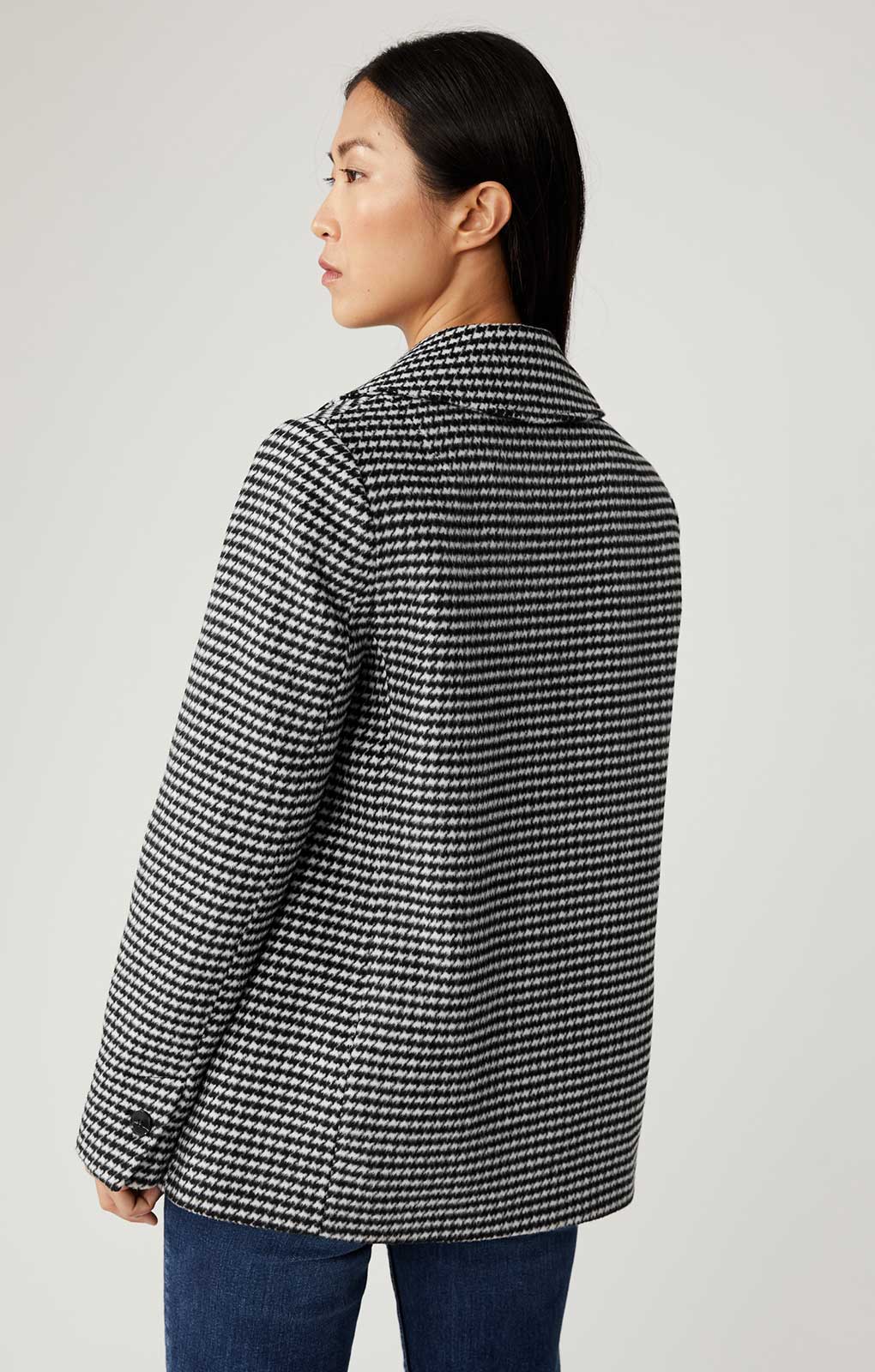 M&S Dogtooth Collared Short Coat with Wool
